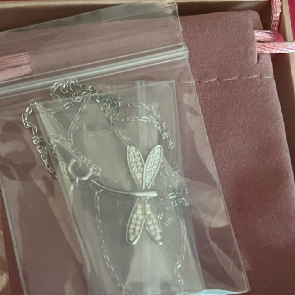 Dragonfly necklace encrusted New in box
